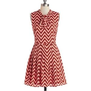 Modcloth Red and White Chevron Dress